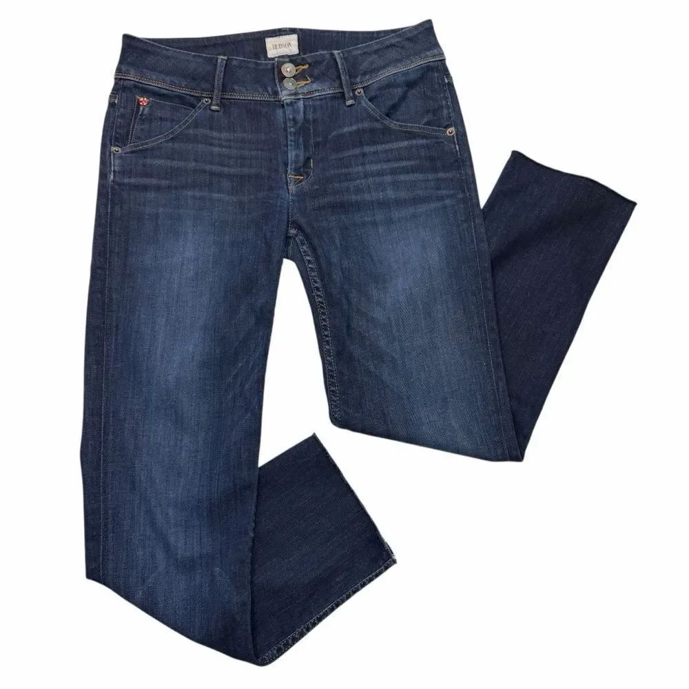 HUDSON JEANS Collin cropped Raw Hem Midrise Skinny Jeans size 28